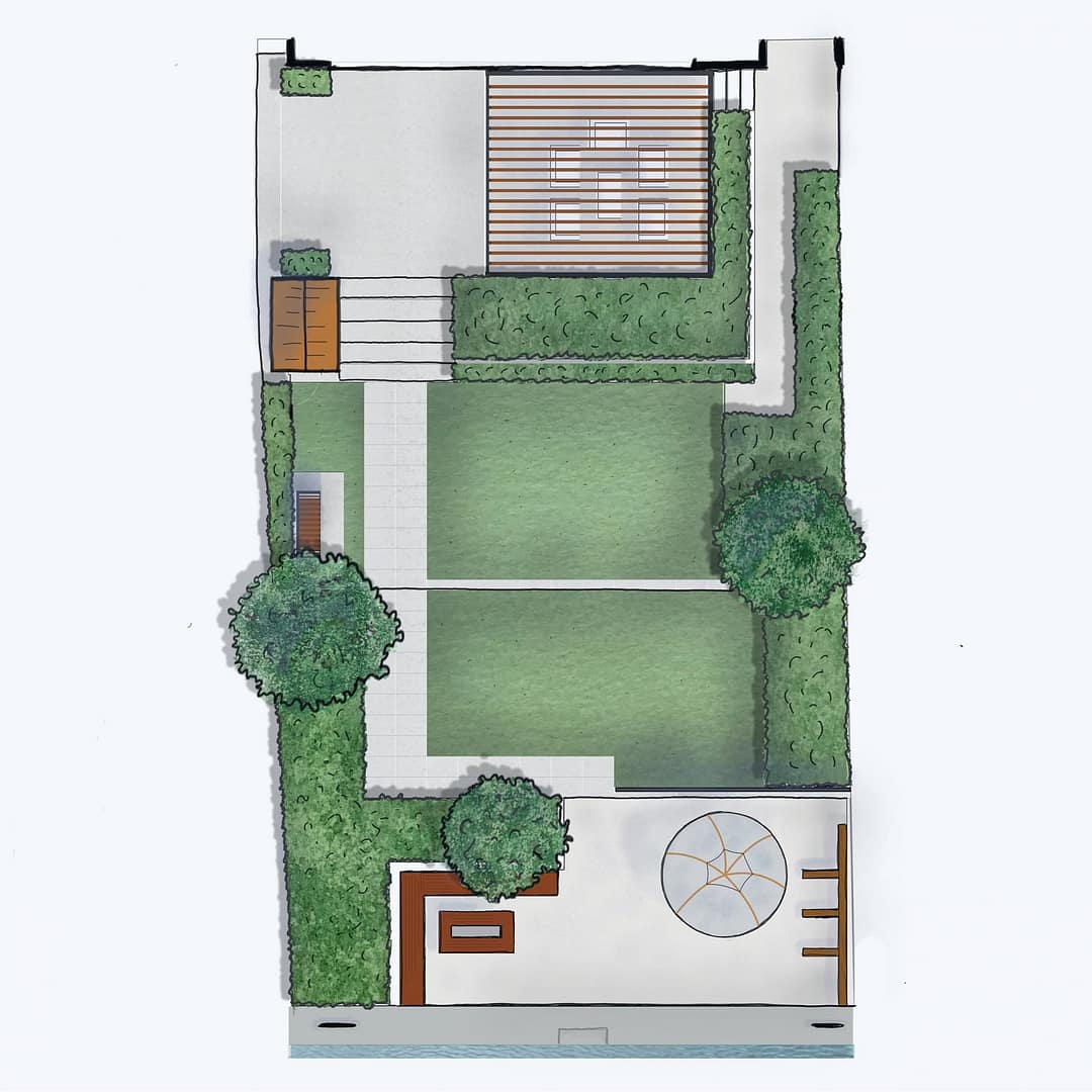 Riverside family garden plan view